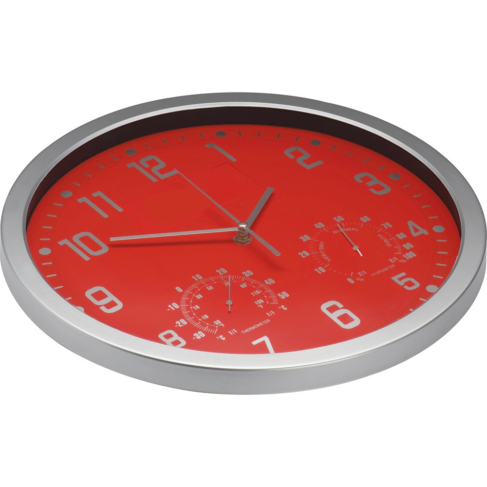Wandklok met thermometer en hygrometer