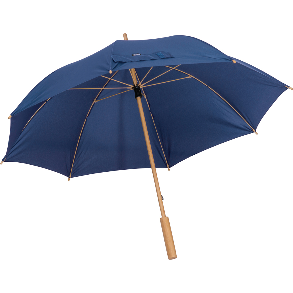 RPET paraplu met bamboe frame - Donkerblauw