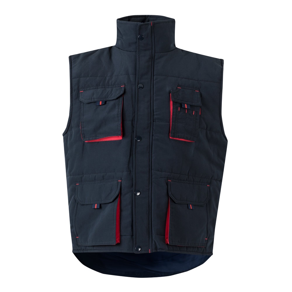 VL NERGAL. Gewatteerd vest, tweekleurig, met meerdere zakken (120g/m²), van polyester (100%) - kopen of - Marineblauw, Rood