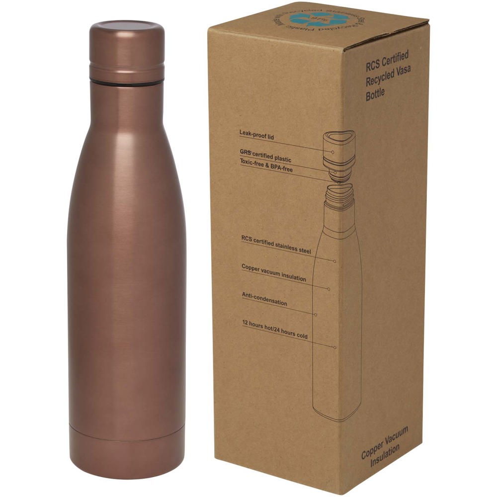 Vasa 500 ml RCS-gecertificeerde gerecyclede roestvrijstalen koperen vacuümgeïsoleerde fles - voor bedrijven en - Brons