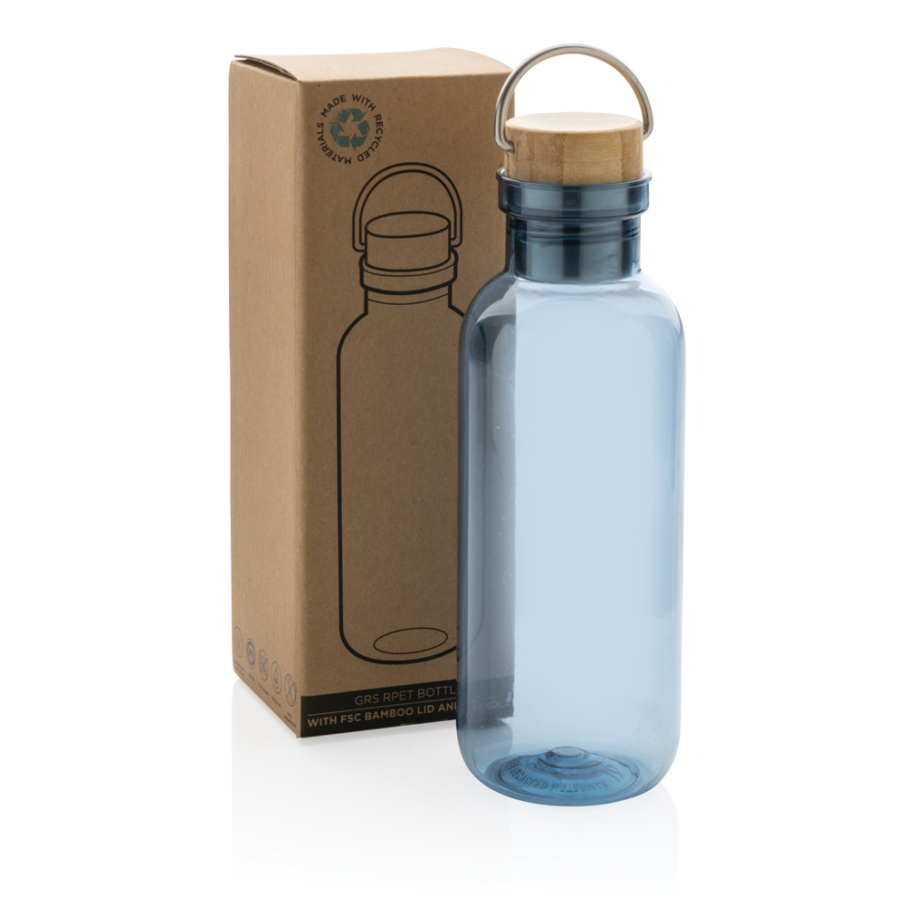 RCS recycled PET fles met bamboe deksel en handvat