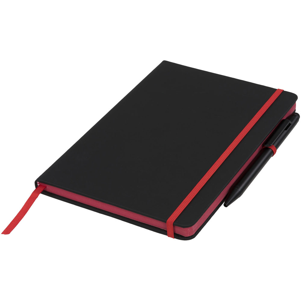 Noir Edge medium notitieboek - met logo of onbedrukt bestellen - Zwart, Rood