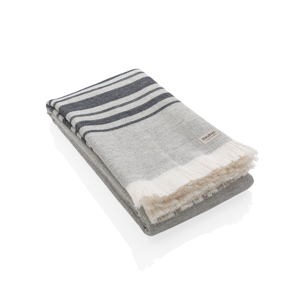 Ukiyo Yumiko AWARE™ Hamam Handdoek 100x180cm - voor bedrijven en relatiegeschenken - zwart (± PMS Black)