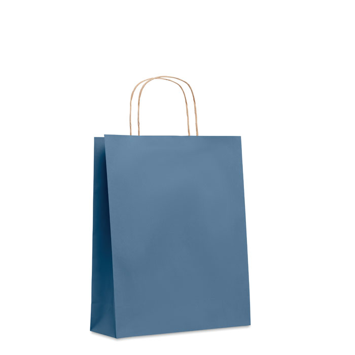 PAPER TONE M - Medium papieren geschenktas - met logo of onbedrukt bestellen - Blauw