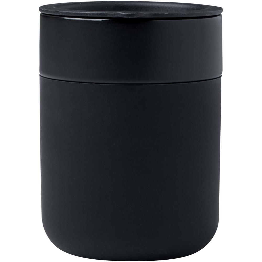 Java 330 ml beker van keramiek met siliconen wikkel en plastic deksel