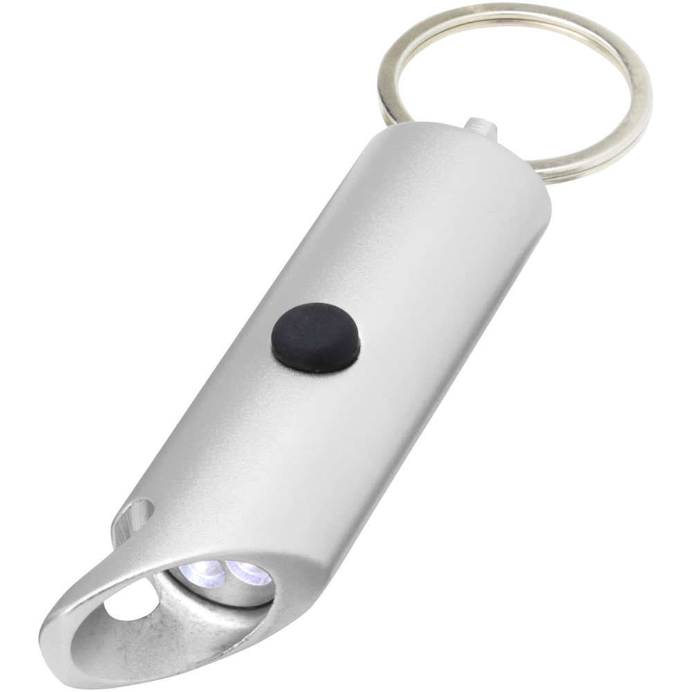 Flare led-lamp en flesopener van gerecycled aluminium met sleutelhanger - kopen of bedrukken - zilver