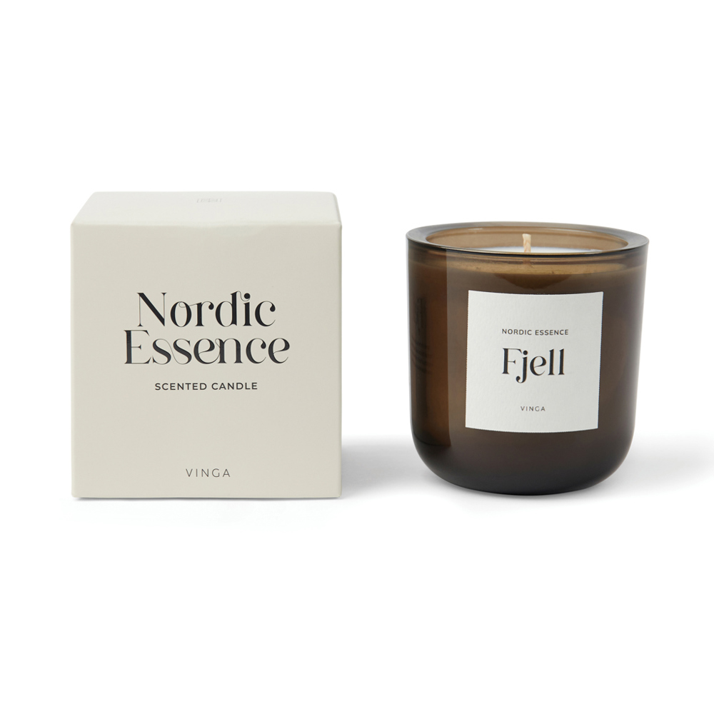 VINGA Nordic essence geurskaars groot - bedrukt of onbedrukt verkrijgbaar - gebroken wit, donkerbruin (± PMS 7527 off white/ ± PMS Dark brown)