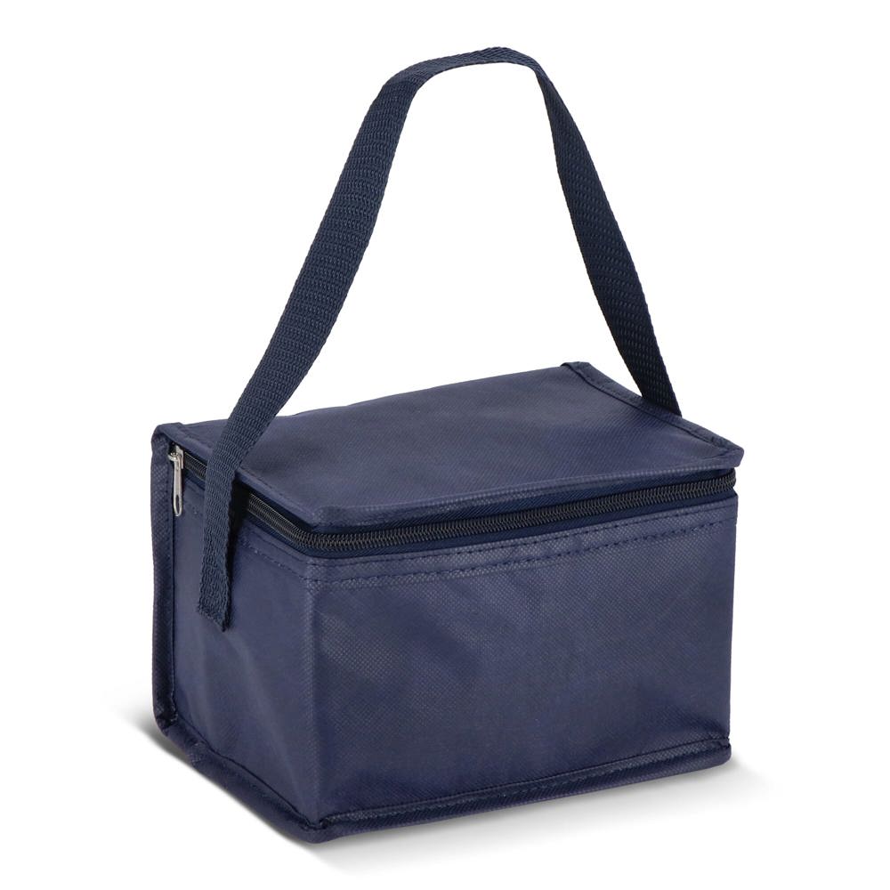 R-PET koeltas voor 6 blikjes, non-woven, 20 x 13 x 12,5 cm, 75 g/m² - voor bedrijven en relatiegeschenken - Donkerblauw