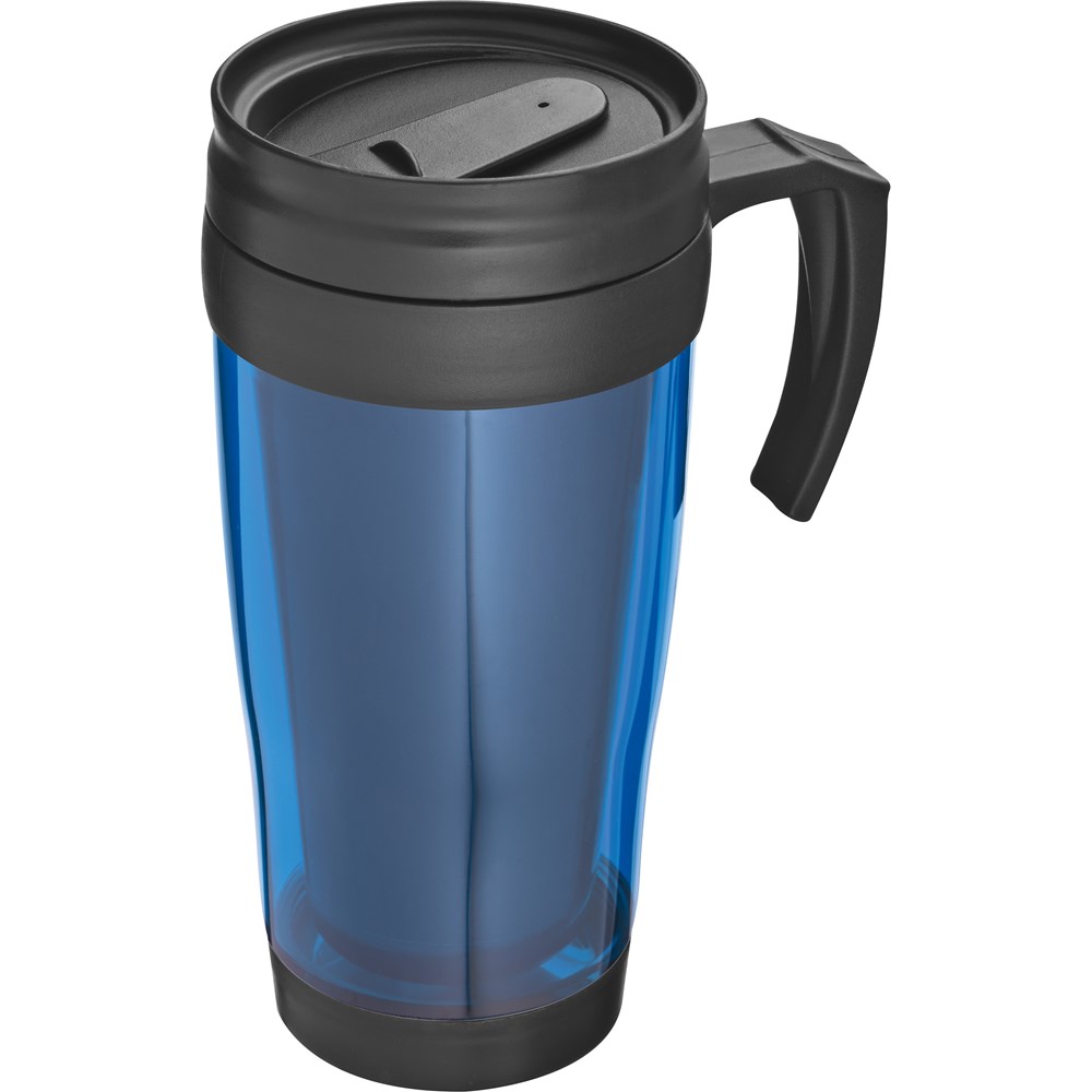 Kunststof drinkbeker met afsluitbare deksel- 0,4L - met logo of onbedrukt bestellen - blauw