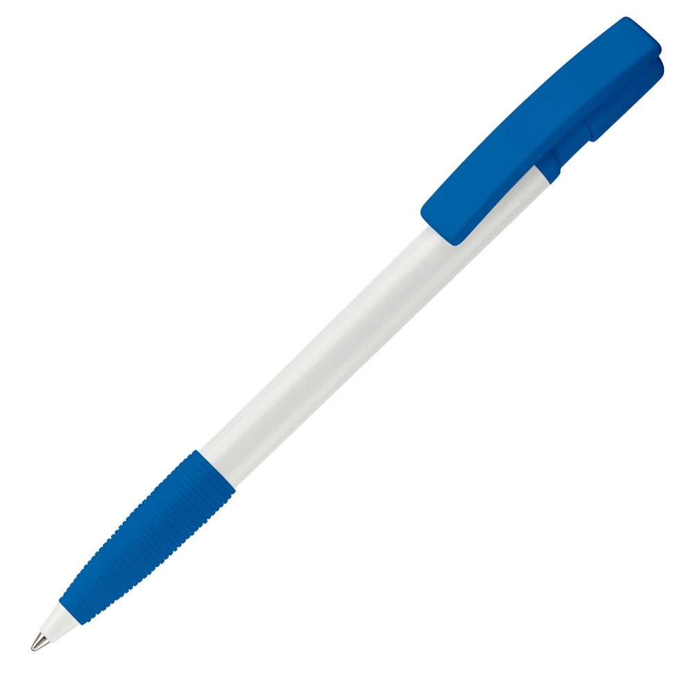 Balpen Nash grip hardcolour - met logo of onbedrukt bestellen - Wit / Koningsblauw