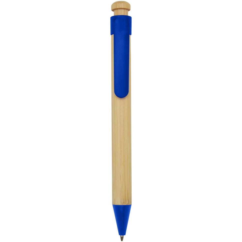 Rattan balpen van bamboe en gerecycled plastic (zwarte inkt) - bedrukt of onbedrukt verkrijgbaar - blauw