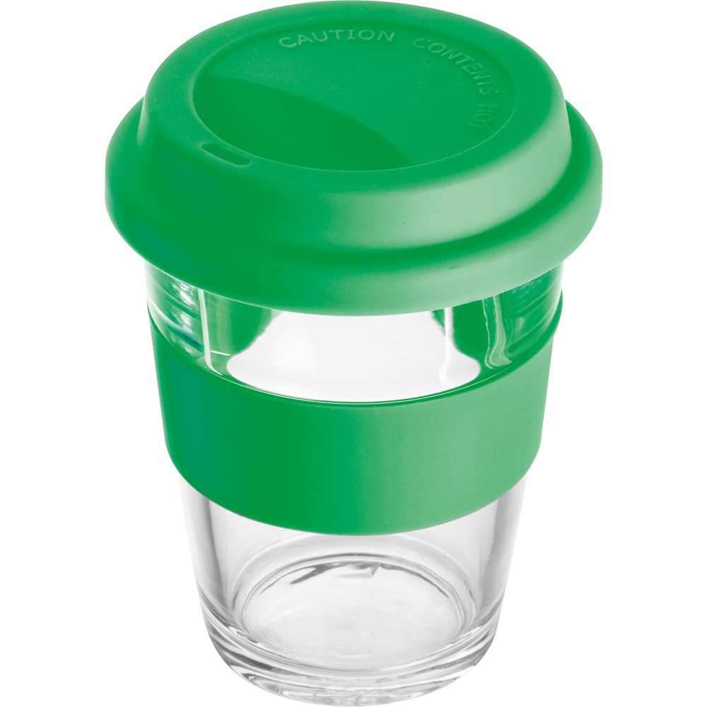 Beker van glas, 300 ml inhoud - voor bedrijven en relatiegeschenken - groen