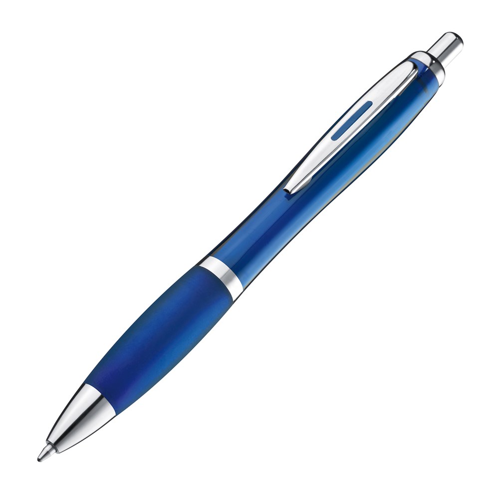 Pen met zilveren metalen clip - voor bedrijven en relatiegeschenken - blauw