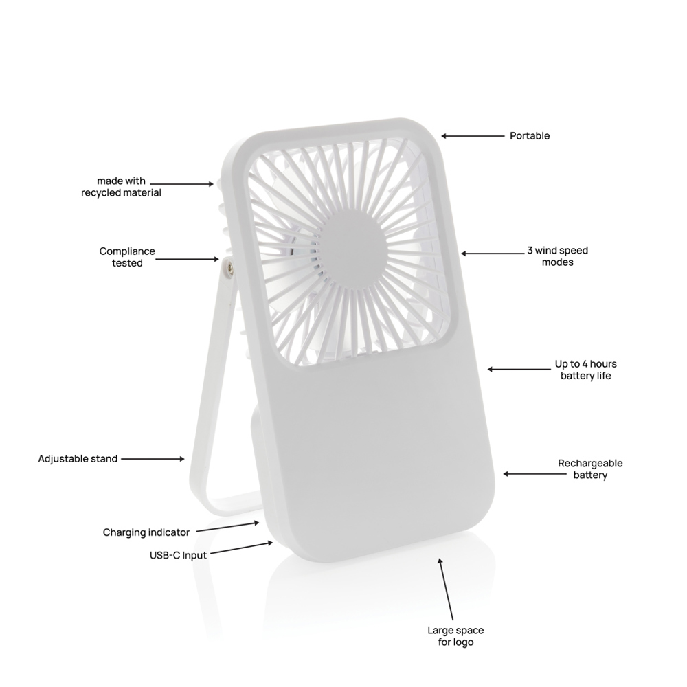Aervina RCS rplastic herlaadbare bureauventilator