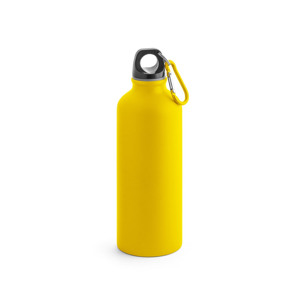 COLLINA. Aluminium fles met karabijnhaak 540 mL - bedrukt of onbedrukt verkrijgbaar - geel