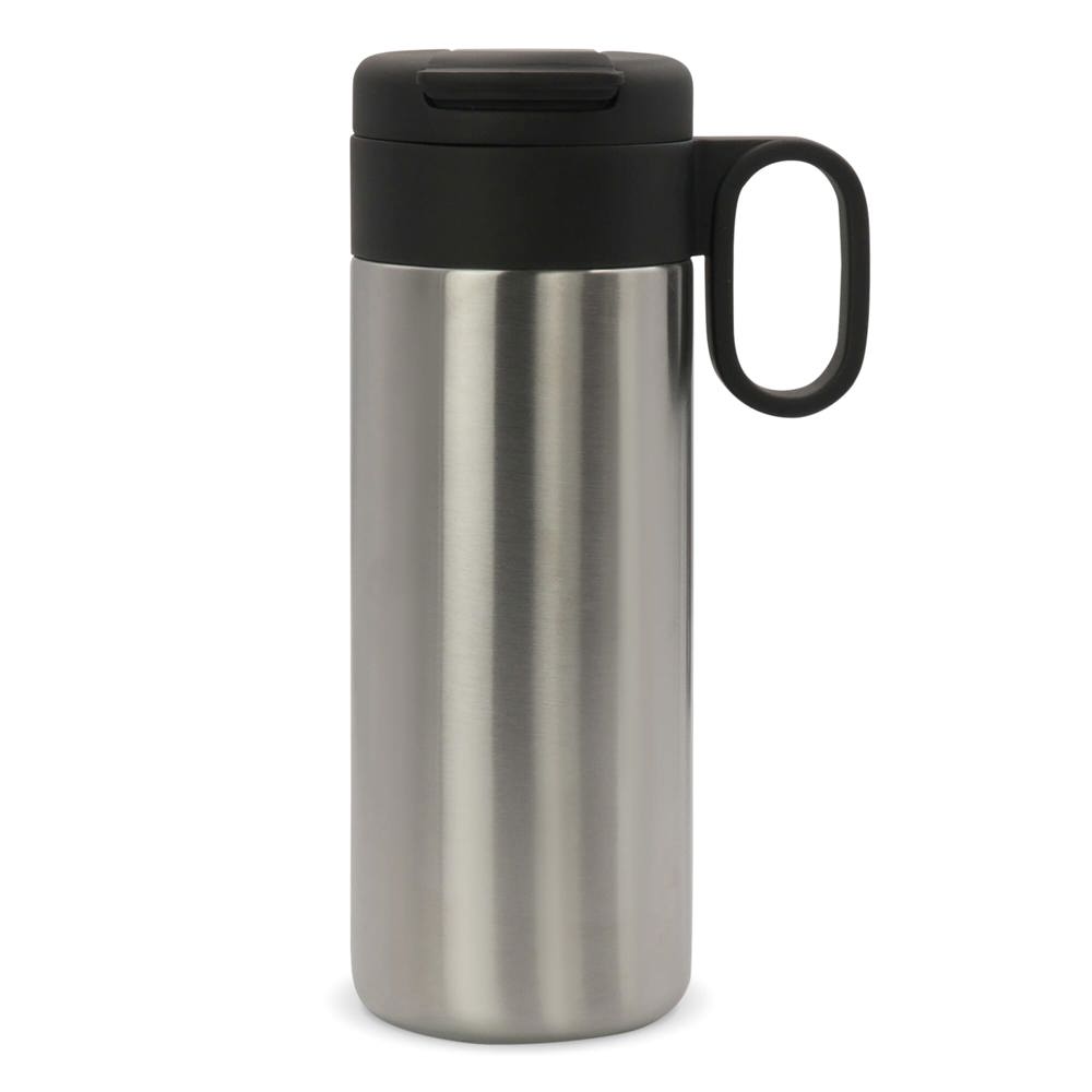 Thermofles Flow met handvat 400ml - met logo of onbedrukt bestellen - Zilver