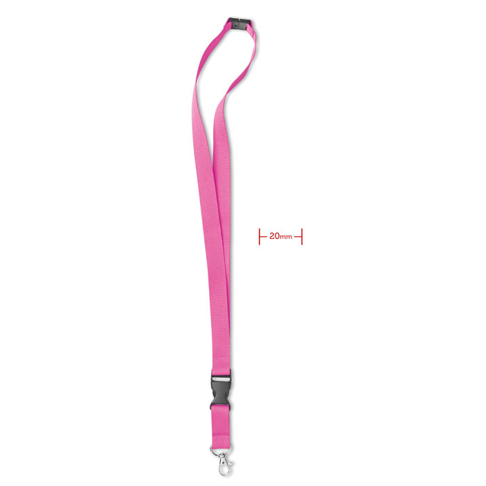 LANY - Lanyard, metalen haak. 20 mm - voor bedrijven en relatiegeschenken - fuchsia