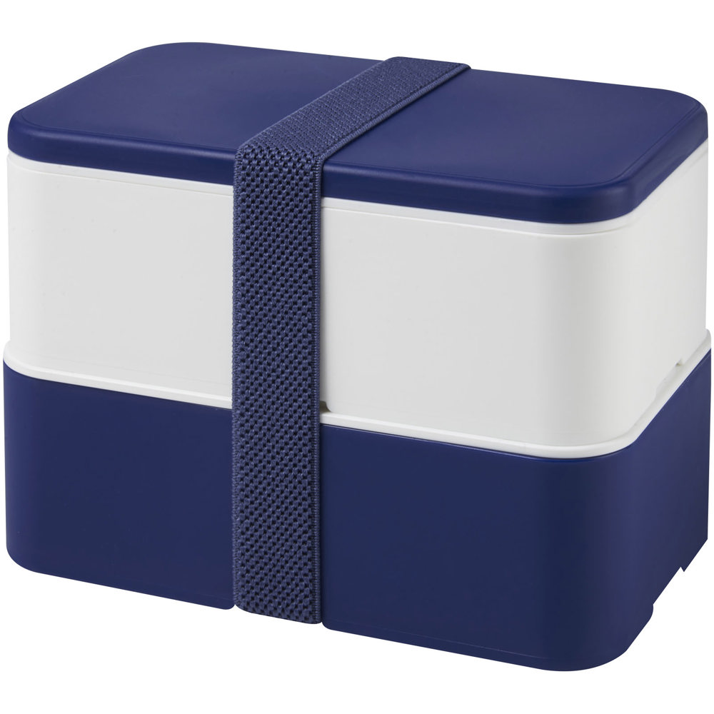 MIYO 700+700 ml dubbellaagse lunchbox - met logo of onbedrukt bestellen - Blauw, Wit, Blauw
