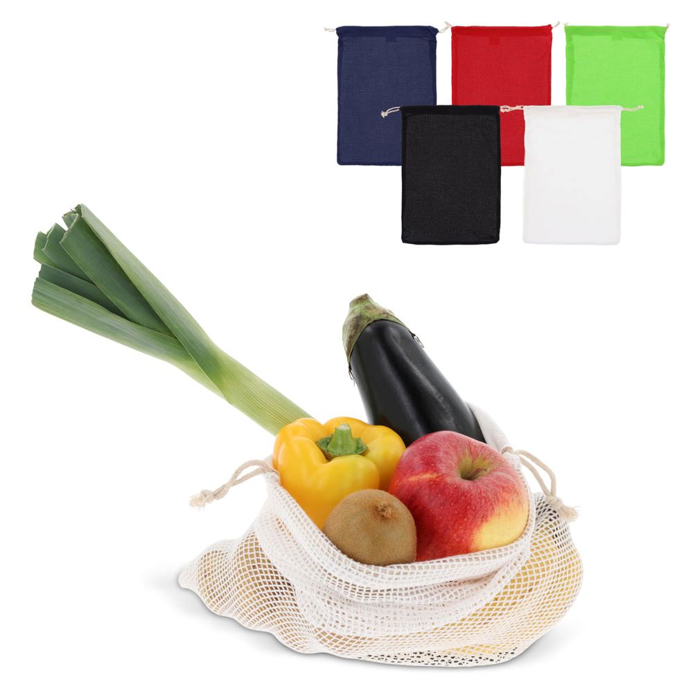 Herbruikbaar groente & fruit zakje OEKO-TEX® katoen 30x40cm - bedrukt of onbedrukt verkrijgbaar