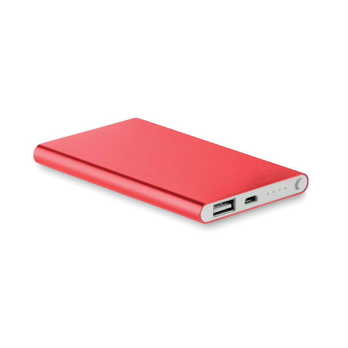 POWERFLAT - Alu PowerBank 4000mAh - kopen of bedrukken - rood