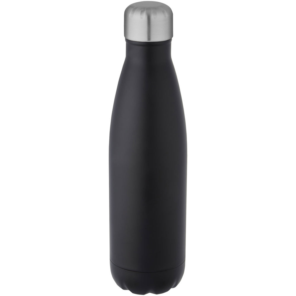 Cove 500 ml vacuüm geïsoleerde fles van RCS-gecertificeerd gerecycled roestvrij staal - met logo of onbedrukt - Zwart