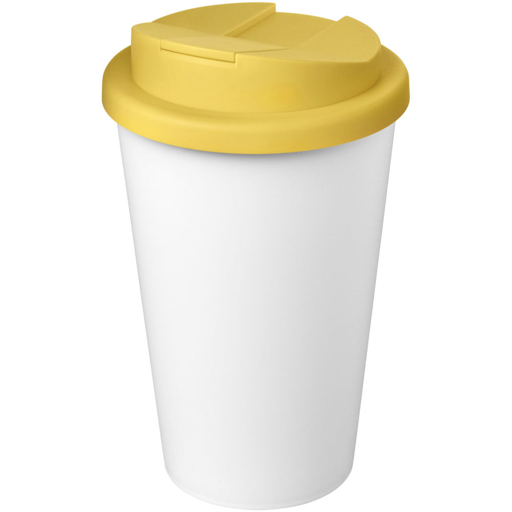 Americano® Eco 350 ml gerecyclede beker met spill-proof deksel - voor bedrijven en relatiegeschenken - Geel, Wit