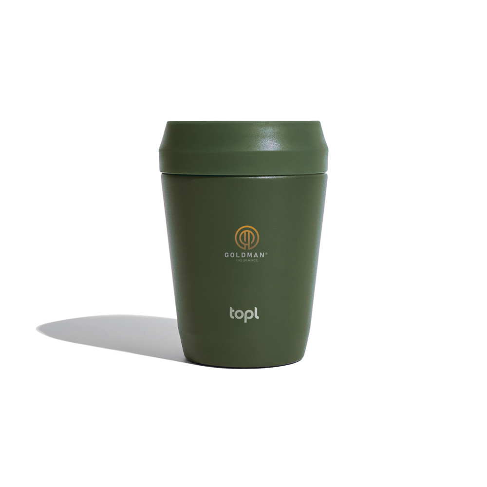 Topl Recycled Staal To Go beker gepatenteerd 360 Lid 235ml