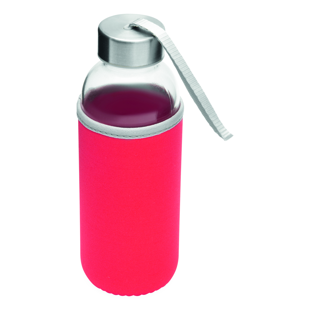 TAKE WELL - Glazen fles - met logo of onbedrukt bestellen - rood, transparant