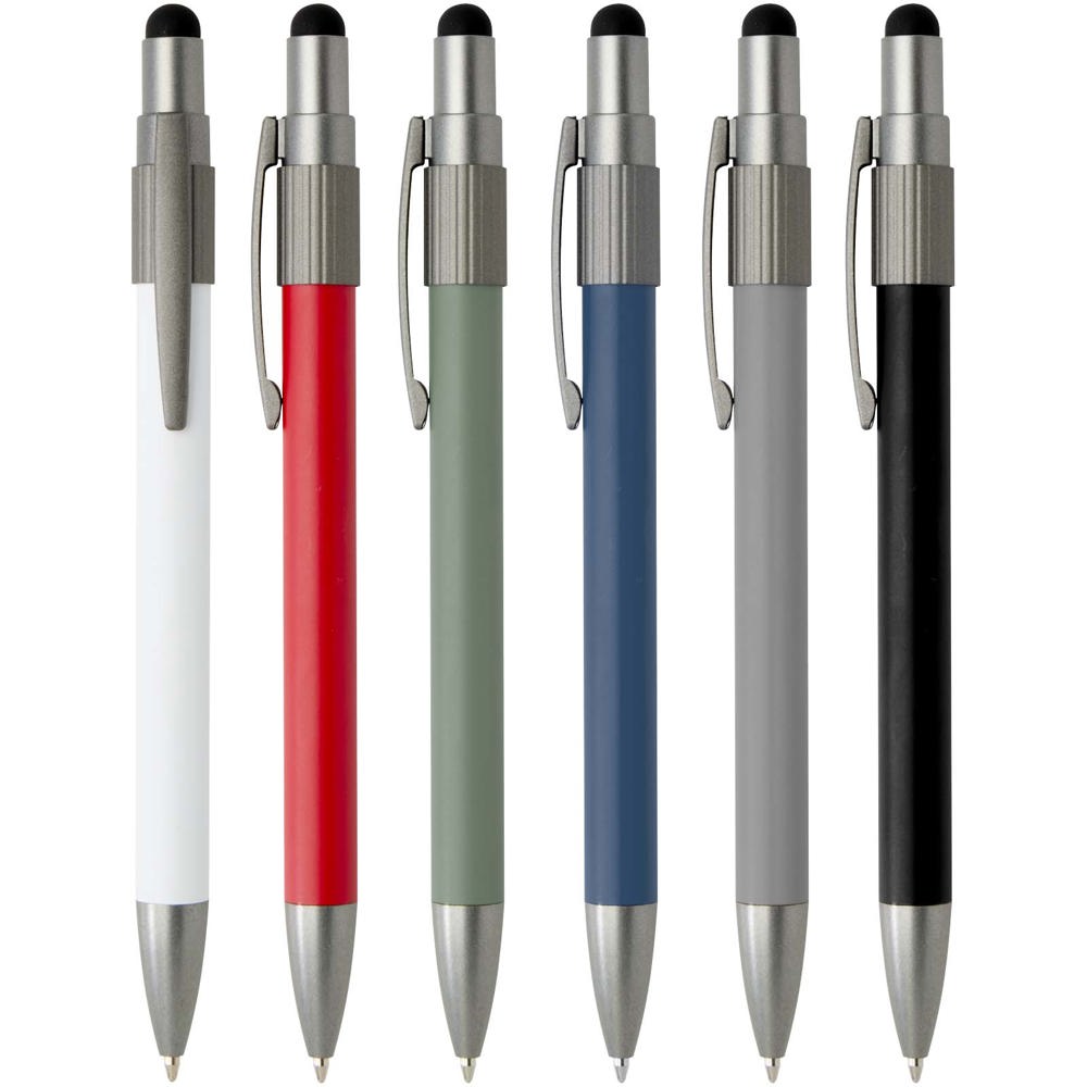 Rill RCS gerecycleerde balpen met stylus en fidget spinner (blauwe inkt)