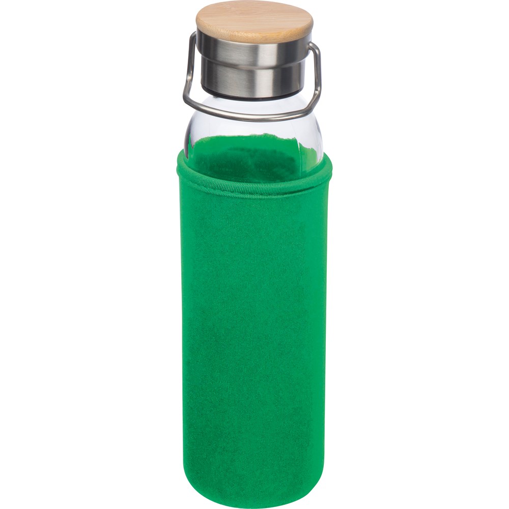 Drinkfles van glas met ommanteling - kopen of bedrukken - Groen