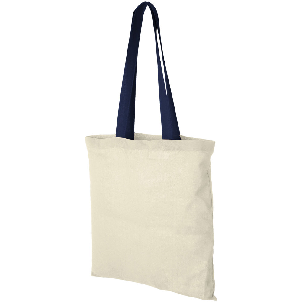 Nevada 100 g/m² katoenen draagtas 7L - voor bedrijven en relatiegeschenken - Natuur, Marineblauw