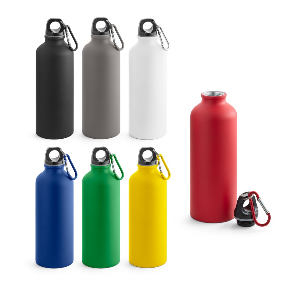 COLLINA. Aluminium fles met karabijnhaak 540 mL - bedrukt of onbedrukt verkrijgbaar