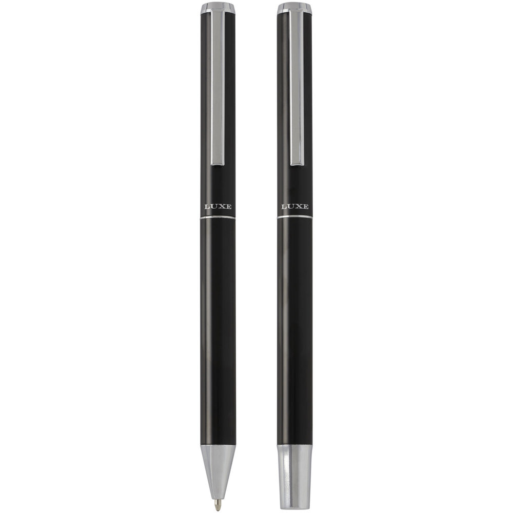 Lucetto cadeauset met balpen en rollerbalpen van gerecycled aluminium (zwarte inkt)