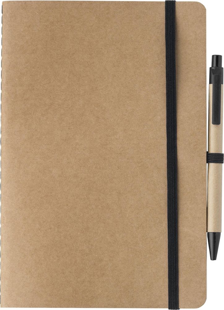 Gerecycled kartonnen notitieboekje (A5) Theodore - kopen of bedrukken - Zwart