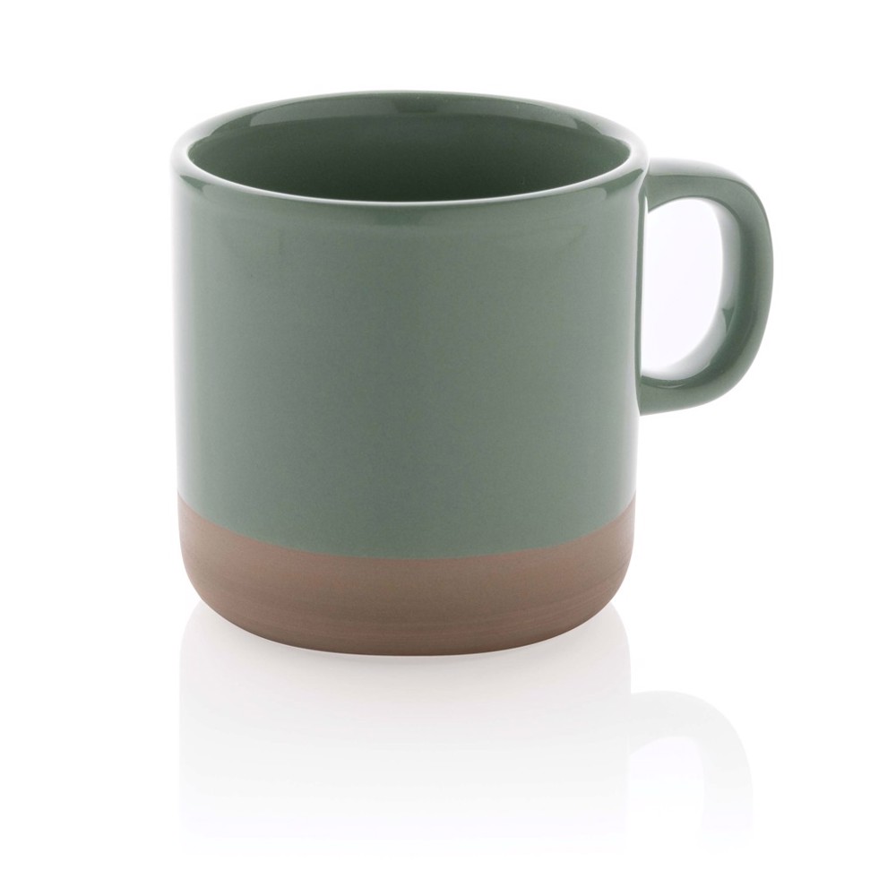 Geglazuurde keramische mok 360 ml - voor bedrijven en relatiegeschenken - groen (± PMS 5507C)