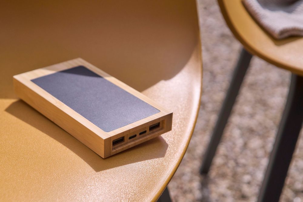 Bamboe zonne-energie powerbank Elz