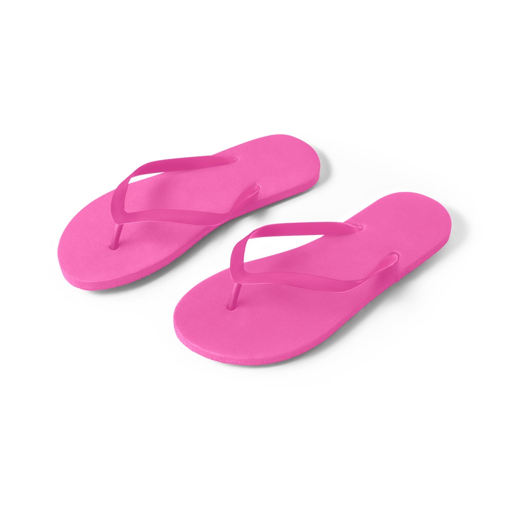 MAUPITI L / XL. Comfortabele slippers met EVA-zolen en PVC-bandjes - bedrukt of onbedrukt verkrijgbaar - roze
