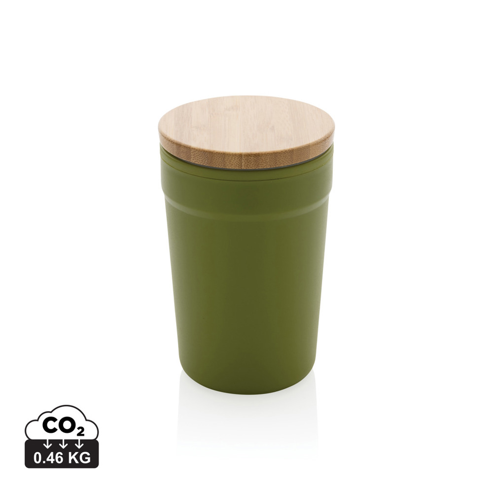 GRS gecertificeerd gerecycled PP mok met bamboe deksel