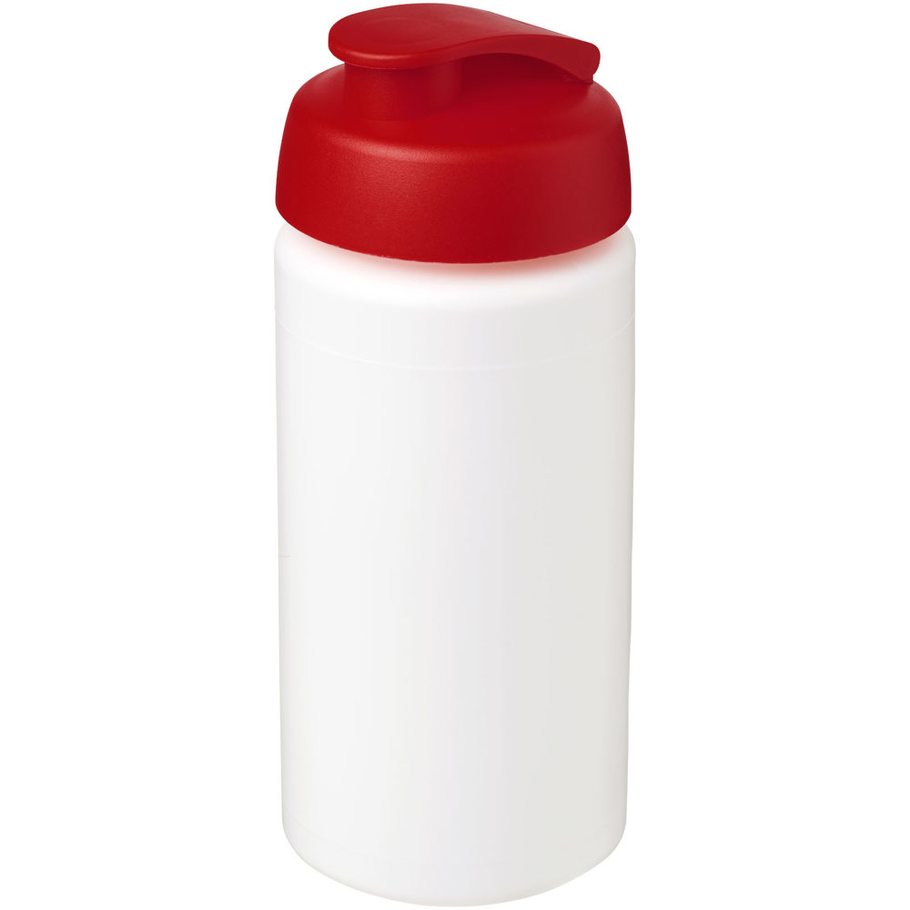 Baseline® Plus grip 500 ml sportfles met flipcapdeksel - met logo of onbedrukt bestellen - Wit, Rood