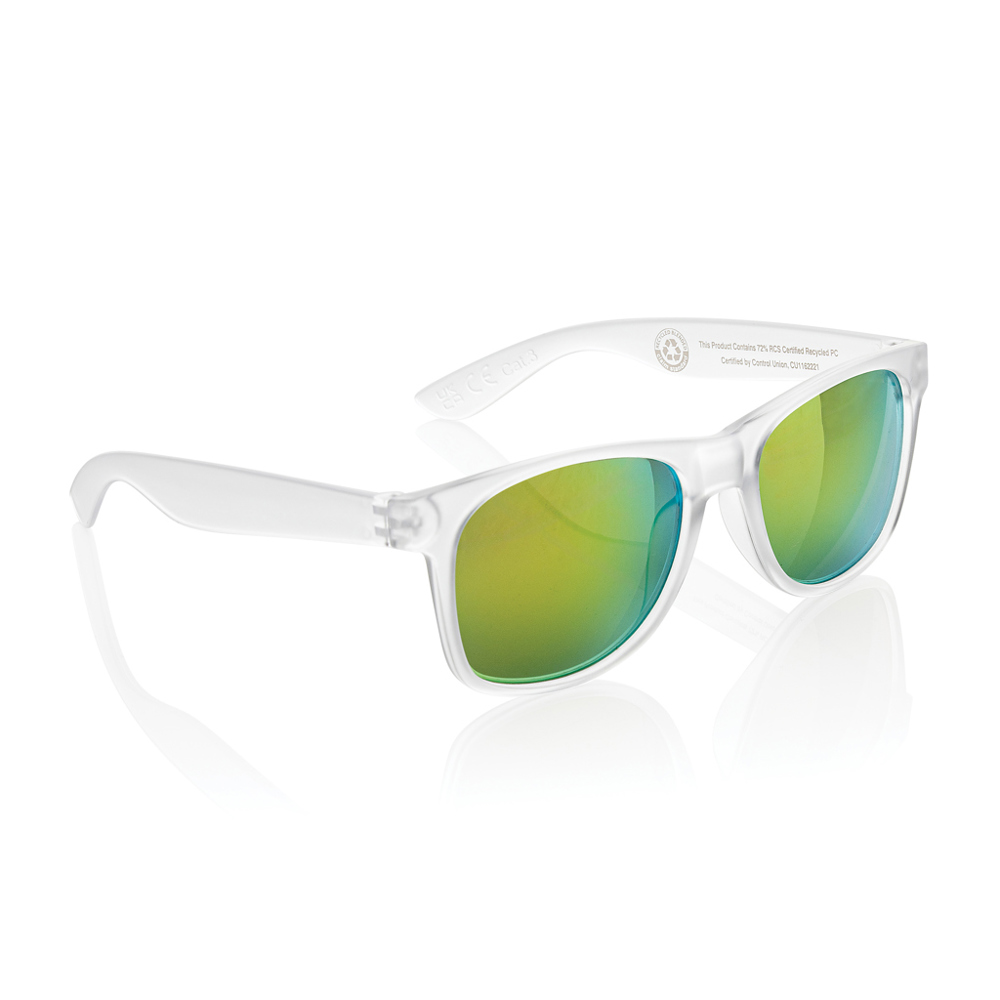 Gleam RCS zonnebril met gerecycled PC spiegelglas - kopen of bedrukken - wit (± PMS White)