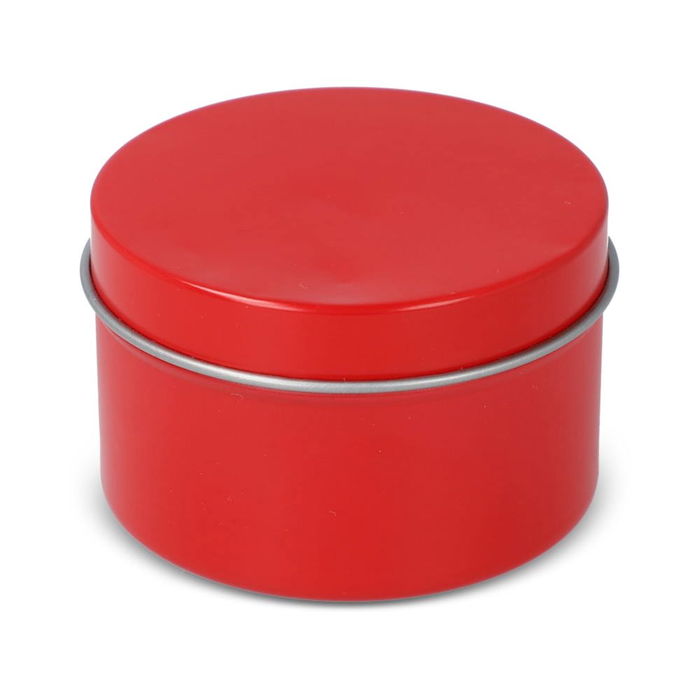 Kirtan plantaardige geurkaars in groot gerecycled blik - met logo of onbedrukt bestellen - rood