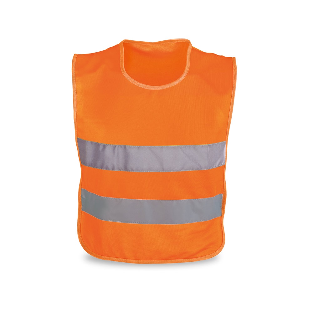 MIKE. 100% polyester reflecterende kindervesten - voor bedrijven en relatiegeschenken - oranje