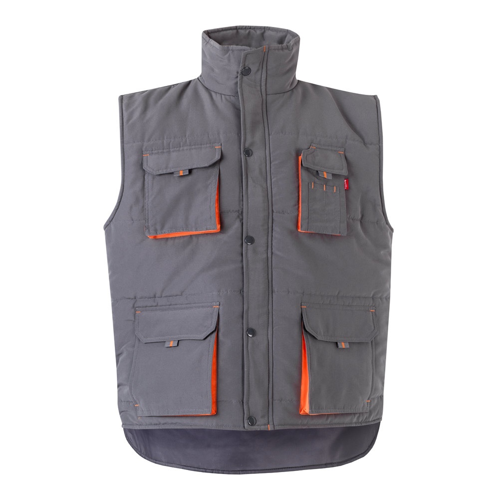 VL NERGAL. Gewatteerd vest, tweekleurig, met meerdere zakken (120g/m²), van polyester (100%) - kopen of - Grijs, Oranje