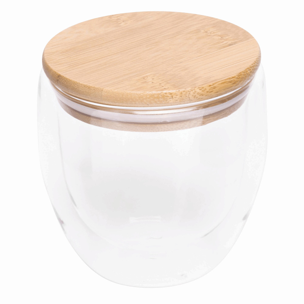 BAMBOO ART S - Dubbelwandig glas, inhoud ca. 250 ml. - voor bedrijven en relatiegeschenken