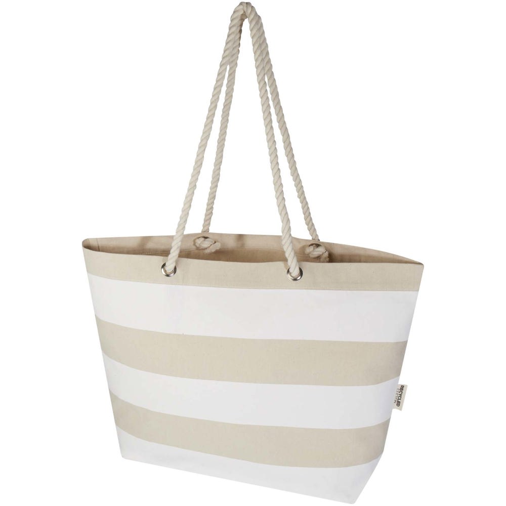 Florida 270 g/m² GRS gerecyclede strandtas 18L - met logo of onbedrukt bestellen - Natuur, Wit