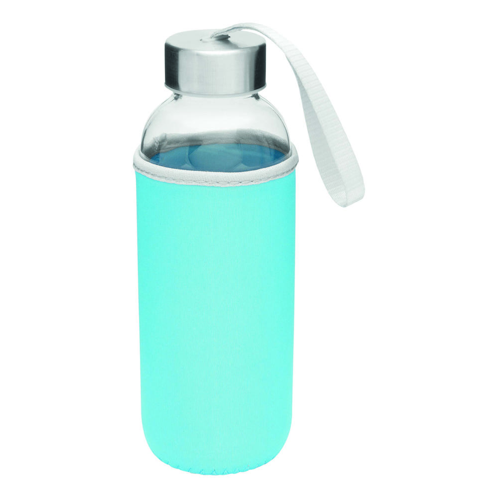 TAKE WELL - Glazen fles - met logo of onbedrukt bestellen - blauw, transparant