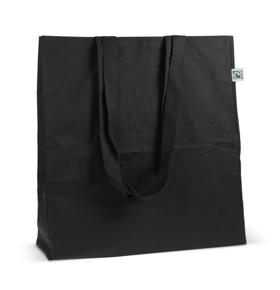 Fairtrade katoenen tas gekleurd lang 140g/m² 38x10x42cm