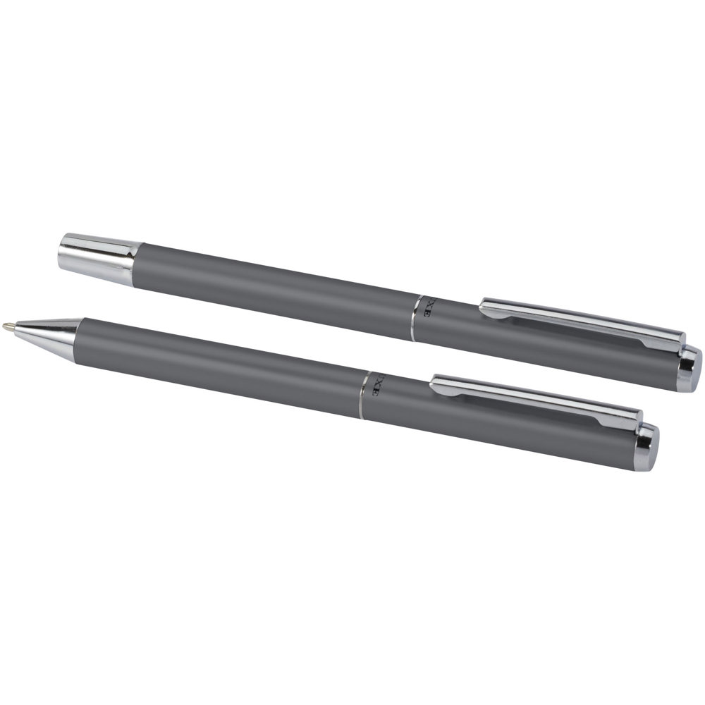 Lucetto cadeauset met balpen en rollerbalpen van gerecycled aluminium (zwarte inkt)