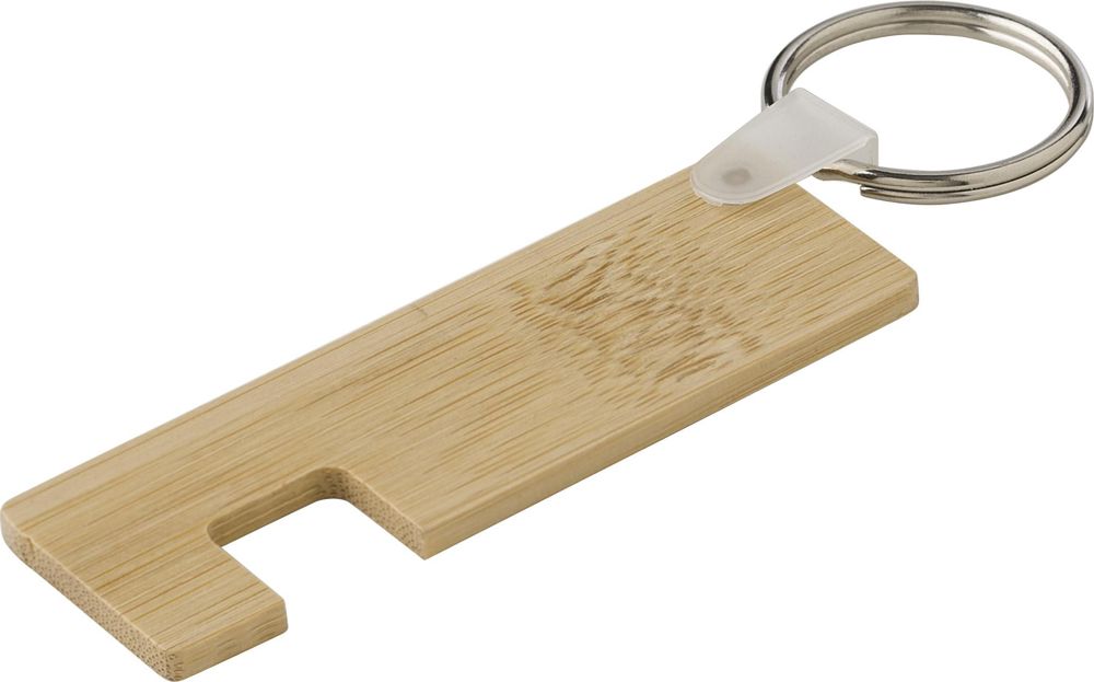 Bamboe sleutelhanger met telefoonhouder Orlando - met logo of onbedrukt bestellen
