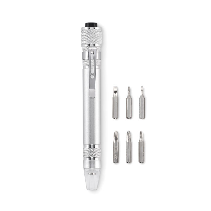 TUBULAR - Gerecycleerde multi tool pen - bedrukt of onbedrukt verkrijgbaar - Zilver